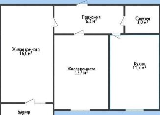 2-комнатная квартира на продажу, 50.6 м2, Краснодар, улица имени Владимира Жириновского, 1к4