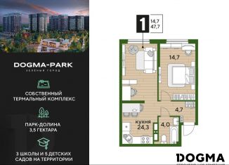 Продается 1-ком. квартира, 47.7 м2, Краснодар