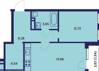 Продается однокомнатная квартира, 50.5 м2, Воронеж