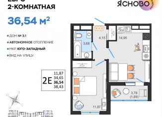 Продажа двухкомнатной квартиры, 36.5 м2, Ульяновск, квартал Ясново, 3/1