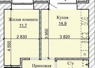 Продается 1-ком. квартира, 37.1 м2, рабочий поселок Южный