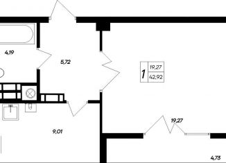 Продажа 1-ком. квартиры, 42.9 м2, Крым