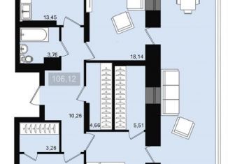 Трехкомнатная квартира на продажу, 106.1 м2, Самара, улица Александра Матросова, 1, Советский район