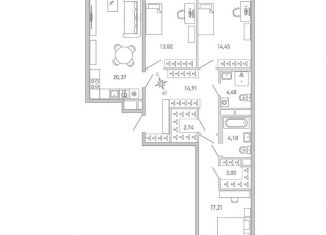 Продаю 3-комнатную квартиру, 95 м2, Санкт-Петербург, метро Лесная, набережная Чёрной речки, 1