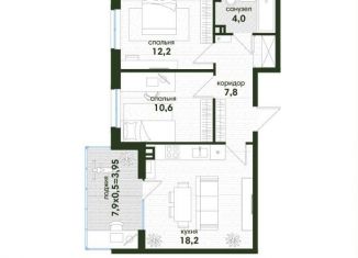 Продаю 2-комнатную квартиру, 56.8 м2, Краснодар