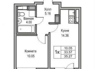 Продажа однокомнатной квартиры, 33.6 м2, Санкт-Петербург, Ивинская улица, 1к1