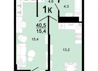 Продается 1-ком. квартира, 40.5 м2, Горячий Ключ