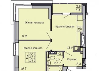 2-комнатная квартира на продажу, 43.9 м2, Волгоград, Кировский район