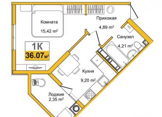 Продаю 1-ком. квартиру, 36.1 м2, Симферополь, ЖК Город Мира