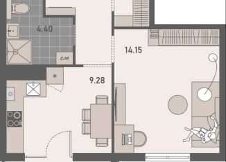 Продам однокомнатную квартиру, 37.3 м2, Калининград, Московский район