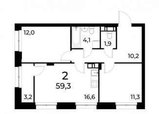 Продается 2-комнатная квартира, 59 м2, Нижний Новгород, метро Буревестник