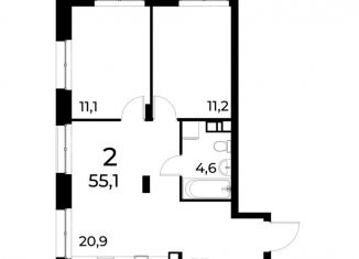 Продается двухкомнатная квартира, 55.1 м2, Нижний Новгород