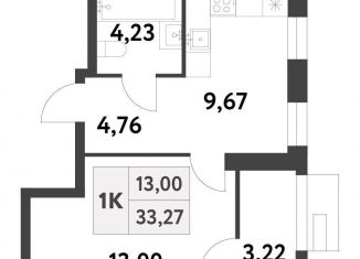 1-комнатная квартира на продажу, 33.3 м2, Москва, 6-я улица Лесные Поляны