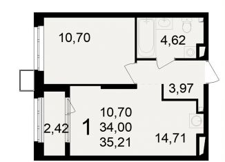 Продам 1-ком. квартиру, 35.2 м2, Рязанская область