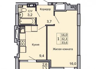 Продаю 1-комнатную квартиру, 33.6 м2, Волгоград