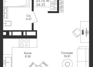 Продам квартиру студию, 34.2 м2, Казань, жилой комплекс Мой Ритм, ПК9