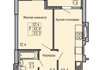 Продаю 1-комнатную квартиру, 33.3 м2, Волгоград