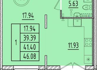 Продажа однокомнатной квартиры, 39.4 м2, посёлок Шушары