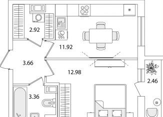 1-ком. квартира на продажу, 36.1 м2, Санкт-Петербург, улица Тамбасова, 5Н, метро Проспект Ветеранов