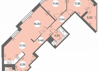 Трехкомнатная квартира на продажу, 81 м2, Санкт-Петербург, муниципальный округ Южно-Приморский