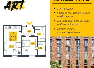 Продажа 1-комнатной квартиры, 64.4 м2, Санкт-Петербург, Василеостровский район