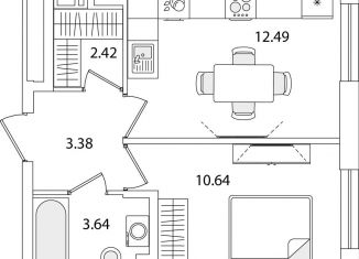 Продается 1-комнатная квартира, 32.6 м2, Санкт-Петербург, метро Проспект Ветеранов, улица Тамбасова, 5Н