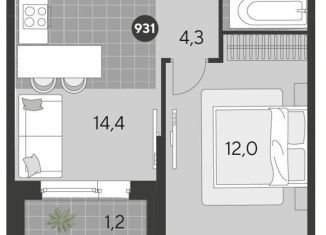 Однокомнатная квартира на продажу, 35.6 м2, Омск, Ленинский округ