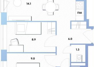 Продажа двухкомнатной квартиры, 41.8 м2, Москва, ЖК Баланс, Рязанский проспект, 26с1