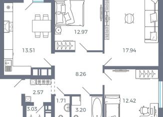 Продаю 3-ком. квартиру, 78.6 м2, село Николаевка