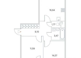 Продается 2-комнатная квартира, 58.8 м2, посёлок Стрельна, ЖК Любоград