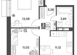 Продам 2-комнатную квартиру, 44.4 м2, Московская область