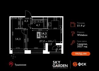 2-комнатная квартира на продажу, 51.9 м2, Москва, СЗАО