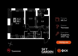 2-комнатная квартира на продажу, 68.2 м2, Москва, СЗАО