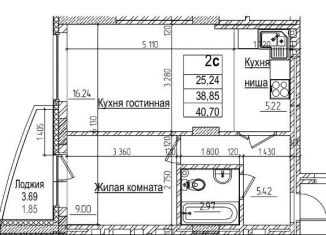 Продается двухкомнатная квартира, 40.7 м2, Новосибирская область, улица Дуси Ковальчук, 242