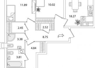 Продажа 3-ком. квартиры, 81.5 м2, Санкт-Петербург, улица Тамбасова, 5Н, муниципальный округ Сосновая Поляна