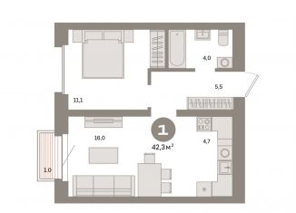 Продаю однокомнатную квартиру, 42.3 м2, Москва, станция Бульвар Рокоссовского, Тагильская улица, 6/5