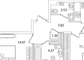 Продажа 2-комнатной квартиры, 54.5 м2, Санкт-Петербург, улица Тамбасова, 5Н, Красносельский район