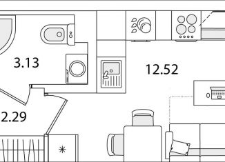 Квартира на продажу студия, 17.9 м2, Санкт-Петербург, улица Тамбасова, 5Н, Красносельский район