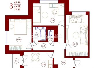 Продаю трехкомнатную квартиру, 77.5 м2, Воронеж, Советский район