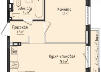 Продаю 1-ком. квартиру, 36.4 м2, село Первомайский, ЖК Город Оружейников, жилой комплекс Город Оружейников, 21