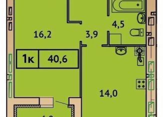 Продам однокомнатную квартиру, 40.6 м2, Ивановская область, Солнечная улица