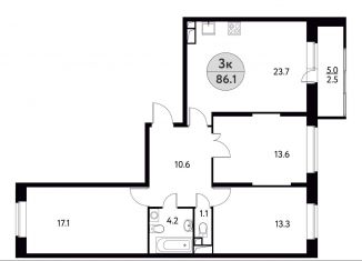 Продаю трехкомнатную квартиру, 87.5 м2, Щёлково, улица Механизаторов, 1А