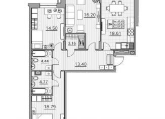 Продаю 3-ком. квартиру, 93.9 м2, Казань, ЖК Времена года