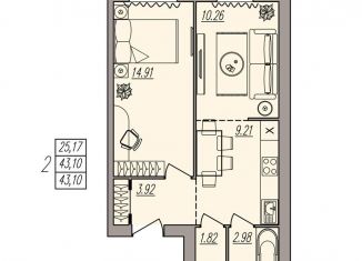 Продажа 2-комнатной квартиры, 43.1 м2, Волгоград, Дзержинский район