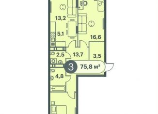 Продается 3-ком. квартира, 75.8 м2, Красноярск