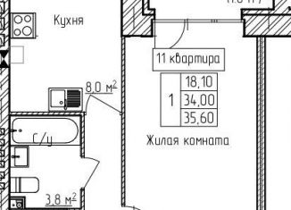 1-ком. квартира на продажу, 35.6 м2, деревня Карабиха