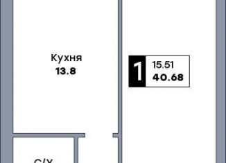 Однокомнатная квартира на продажу, 40.7 м2, Самарская область