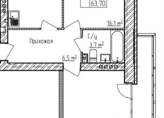 Продам двухкомнатную квартиру, 63.7 м2, деревня Карабиха