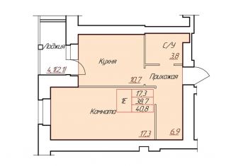 Продается 1-комнатная квартира, 40.8 м2, Череповец