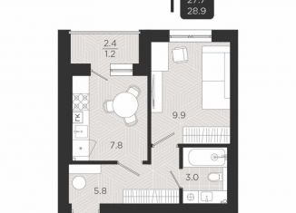 Продается 1-ком. квартира, 27.7 м2, Калининградская область, Октябрьская улица, 4А